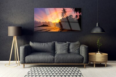 Glas foto Sea sun palm landschap