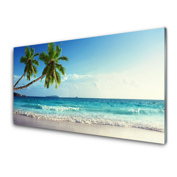 Glas foto Seaside palm beach landschap
