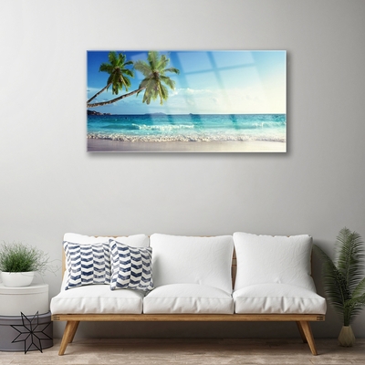 Glas foto Seaside palm beach landschap