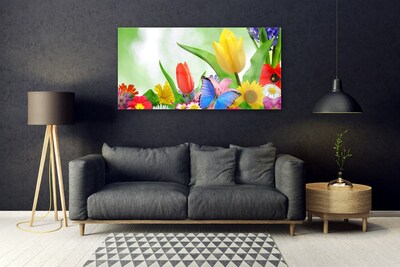 Glas foto Butterfly bloemen nature