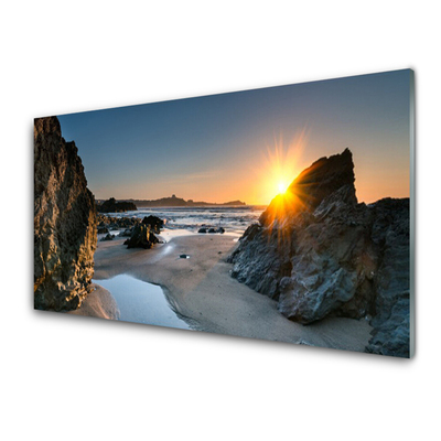 Glas foto Rock beach sun landschap