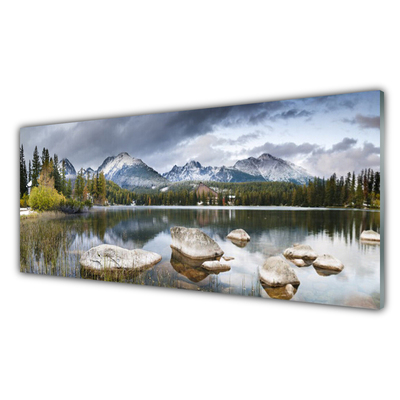Glas foto Lake bergen bos landschap