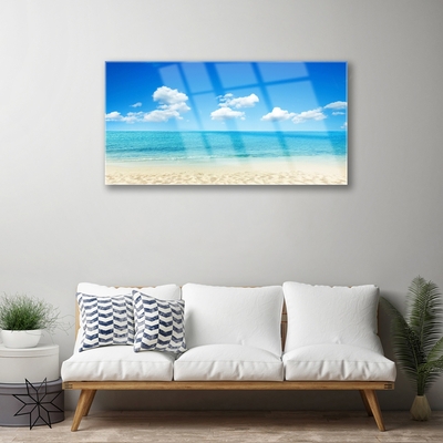 Foto schilderij op glas Sea blue sky