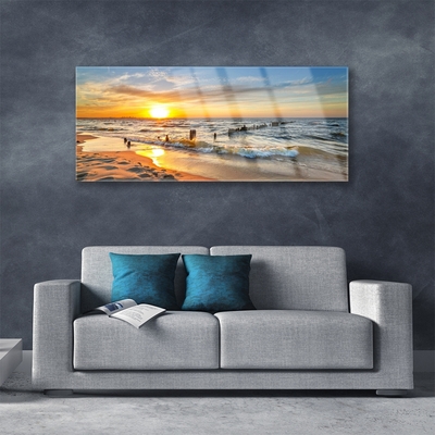 Foto schilderij op glas Sea sunset beach
