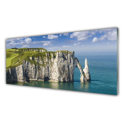 Foto schilderij op glas Rocks cliff sea coast