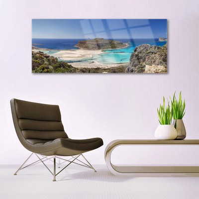 Foto schilderij op glas Mountain island sea beach