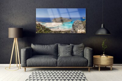 Foto schilderij op glas Mountain island sea beach