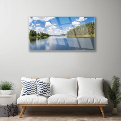 Foto schilderij op glas Lake forest landscape