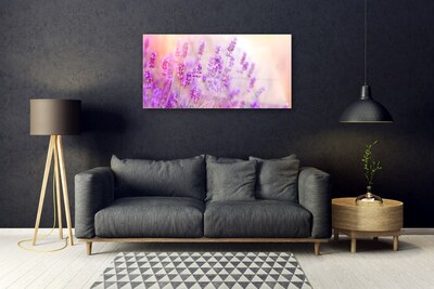 Foto schilderij op glas Lavender field of sun flowers