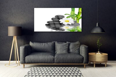 Foto schilderij op glas Stenen zen bamboo shoots