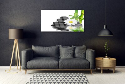 Foto schilderij op glas Stenen zen bamboo shoots