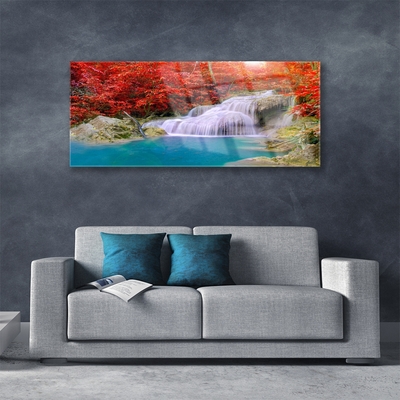 Foto schilderij op glas Autumn boswaterval