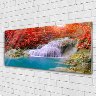 Foto schilderij op glas Autumn boswaterval