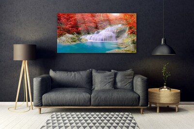 Foto schilderij op glas Autumn boswaterval