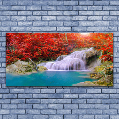 Foto schilderij op glas Autumn boswaterval