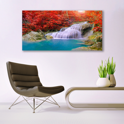 Foto schilderij op glas Autumn boswaterval