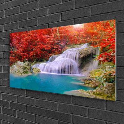 Foto schilderij op glas Autumn boswaterval