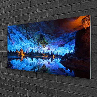 Foto schilderij op glas Glacier cave light