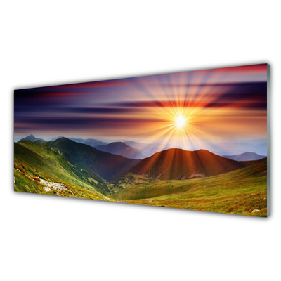 Foto schilderij op glas Sunset mountain landscape