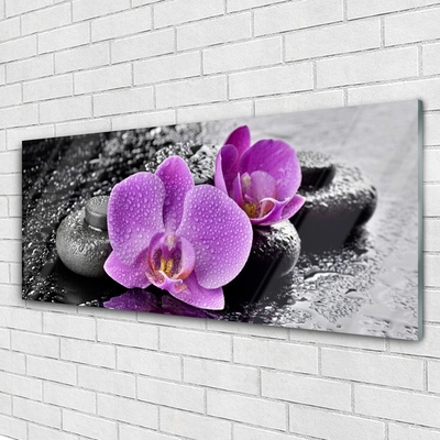 Foto schilderij op glas Orchideebloemen orchid spa