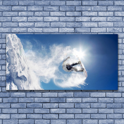 Foto schilderij op glas Snowboarden winter snow sports