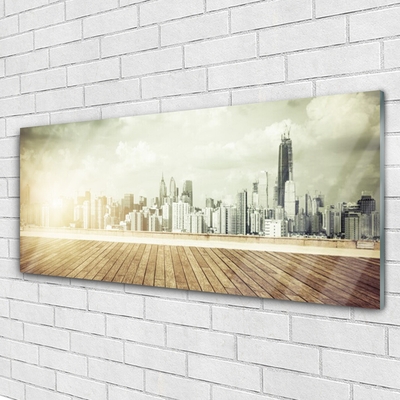 Foto schilderij op glas New york city wolkenkrabbers