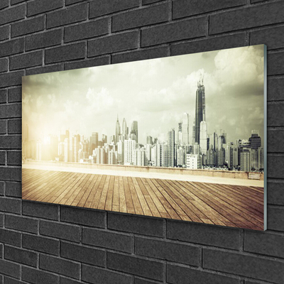 Foto schilderij op glas New york city wolkenkrabbers