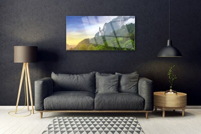 Foto schilderij op glas Castle in the mountains bos landschap