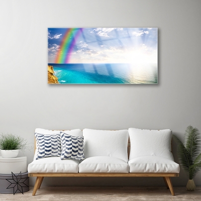 Foto schilderij op glas Rainbow sea landscape ons