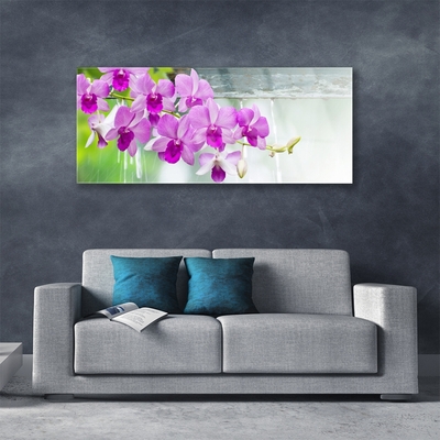 Foto schilderij op glas Orchids nature drops