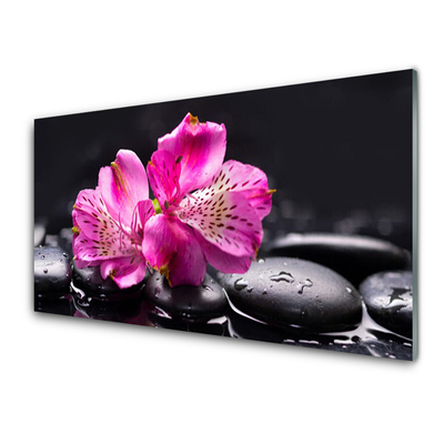 Foto schilderij op glas Bloemen stenen zen spa