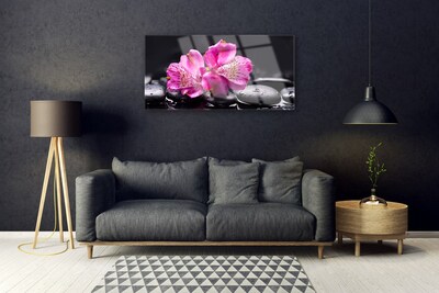 Foto schilderij op glas Bloemen stenen zen spa