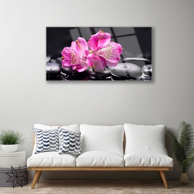 Foto schilderij op glas Bloemen stenen zen spa