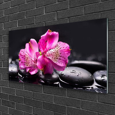 Foto schilderij op glas Bloemen stenen zen spa