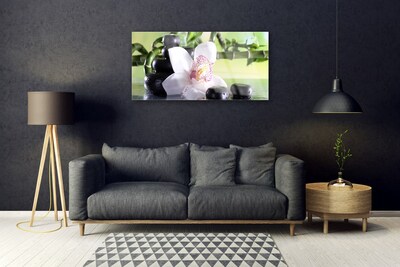 Foto schilderij op glas Bamboo orchid stones