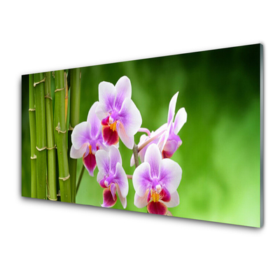 Foto schilderij op glas Bamboo orchid bloemen zen