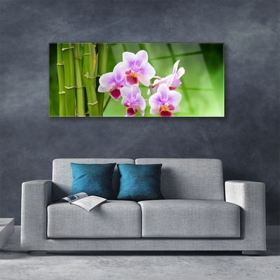 Foto schilderij op glas Bamboo orchid bloemen zen