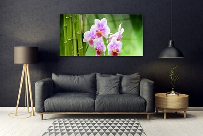 Foto schilderij op glas Bamboo orchid bloemen zen