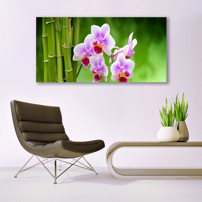 Foto schilderij op glas Bamboo orchid bloemen zen