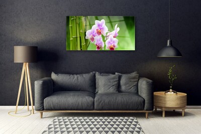 Foto schilderij op glas Bamboo orchid bloemen zen