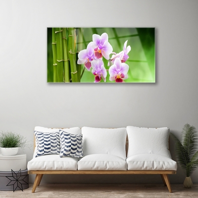 Foto schilderij op glas Bamboo orchid bloemen zen