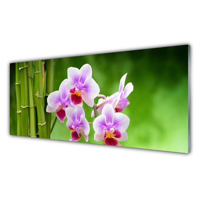 Foto schilderij op glas Bamboo orchid bloemen zen