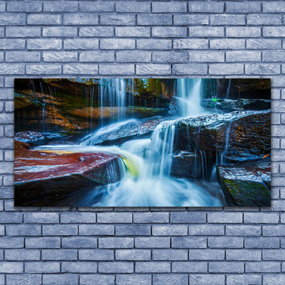 Foto schilderij op glas Rotsen van de rivier natuur van de waterval
