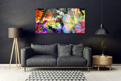 Foto schilderij op glas Butterflies abstractie veren
