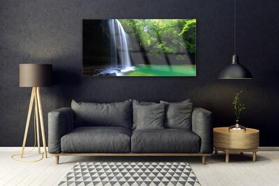 Foto schilderij op glas Natuur van de waterval forest lake