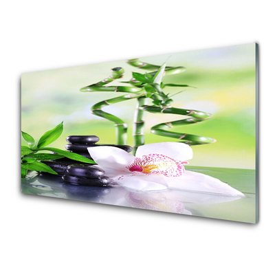 Foto schilderij op glas Bamboo orchid zen spa
