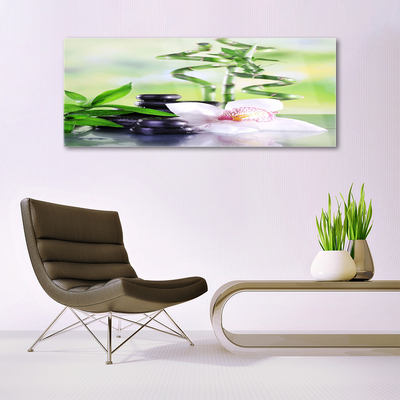 Foto schilderij op glas Bamboo orchid zen spa