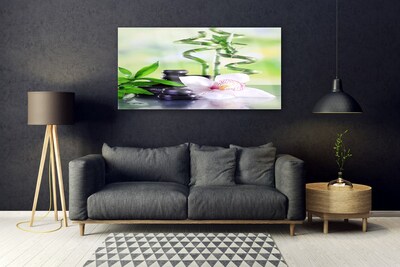 Foto schilderij op glas Bamboo orchid zen spa