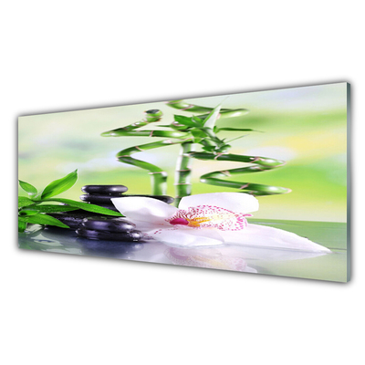 Foto schilderij op glas Bamboo orchid zen spa