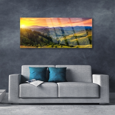 Foto schilderij op glas West meadow landscape